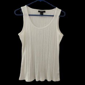 Vintage Y2K Style & Co White Ribbed Tank Top - Women's Medium